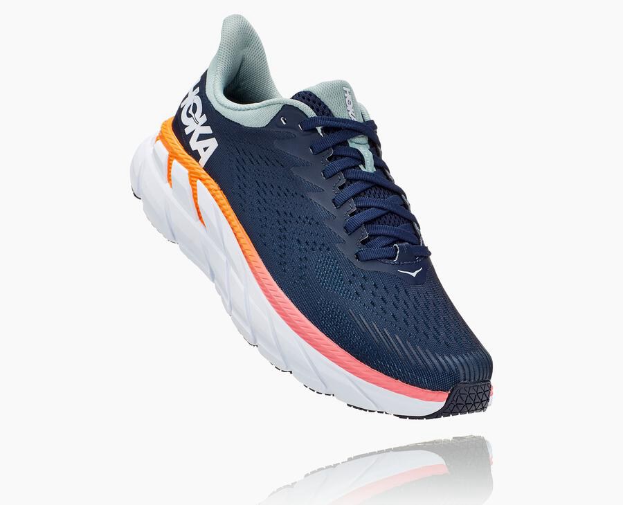 Tenis Hoka One One Mujer Azul Marino/Blancos - Clifton 7 - MJRN07521